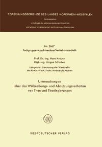 Produktbild: Untersuchungen &uuml;ber das W&auml;lzreibungs- und Abnutzungsverhalten von Titan und Titanlegierungen