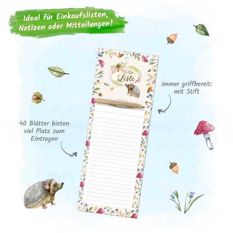 Produktbild: Tr&ouml;tsch Notizblock mit Stift und Magnet Waldidylle