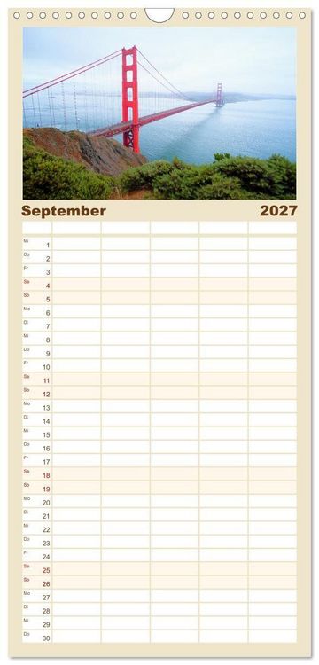 Produktbild: Familienplaner 2027 - Naturwunder und Nationalparks der amerikanischen Westk&uuml;ste mit 5 Spalten (Wandkalender, 21 x 45 cm) CALVENDO