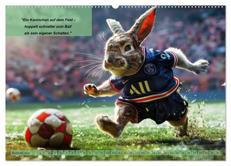 Produktbild: Der tierisch lustige Fu&szlig;ballkalender (hochwertiger Premium Wandkalender 2026 DIN A2 quer), Kunstdruck in Hochglanz