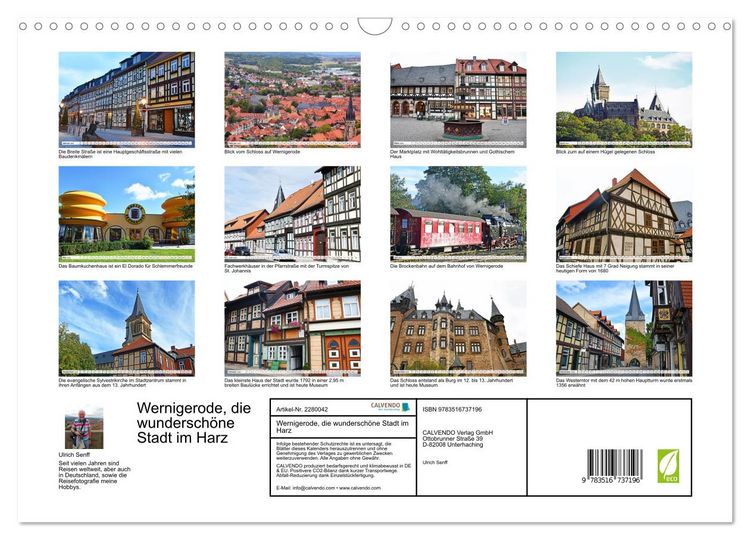 Produktbild: Wernigerode, die wundersch&ouml;ne Stadt im Harz (Wandkalender 2026 DIN A3 quer), CALVENDO Monatskalender