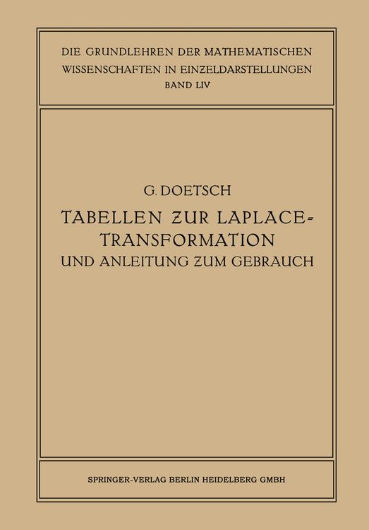 Produktbild: Tabellen zur Laplace-Transformation und Anleitung zum Gebrauch