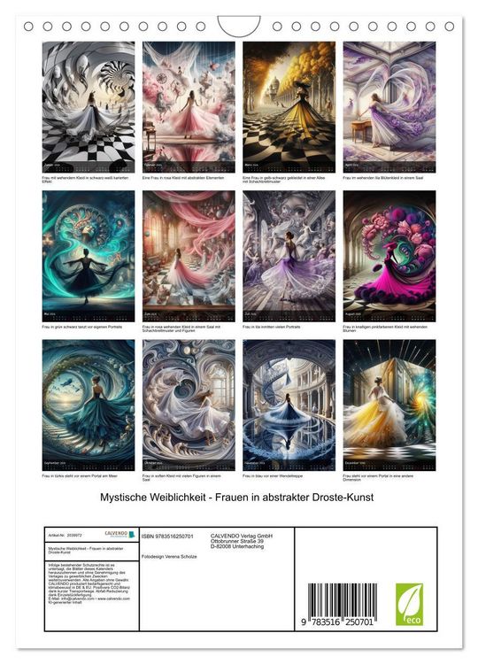 Produktbild: Mystische Weiblichkeit - Frauen in abstrakter Droste-Kunst (Wandkalender 2026 DIN A4 hoch), CALVENDO Monatskalender