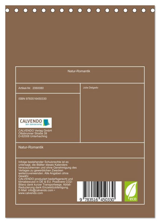 Produktbild: Natur-Romantik (Tischkalender 2026 DIN A5 hoch), CALVENDO Monatskalender