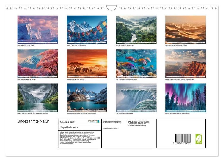 Produktbild: Ungez&auml;hmte Natur (Wandkalender 2026 DIN A3 quer), CALVENDO Monatskalender
