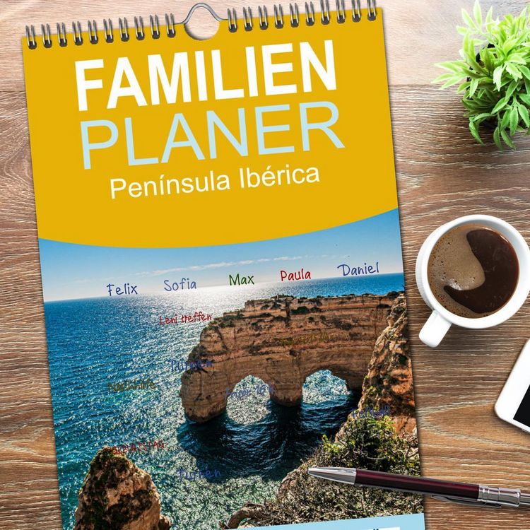 Produktbild: Familienplaner 2026 - Pen&iacute;nsula Ib&eacute;rica mit 5 Spalten (Wandkalender, 21 x 45 cm) CALVENDO