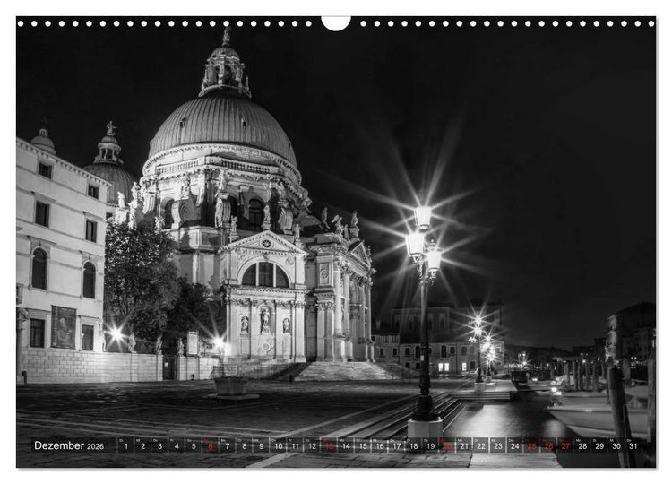 Produktbild: Leuchtendes Venedig &hellip;in monochrom (Wandkalender 2026 DIN A3 quer), CALVENDO Monatskalender