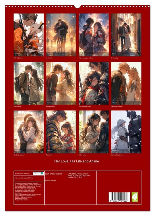 Produktbild: Her Love, His Life and Anime (High Quality Premium Wall Calendar 2026 DIN A2 portrait),CALVENDO 12 Month Wall Calendar