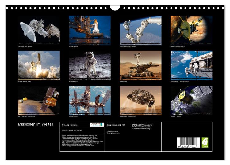 Produktbild: Missionen im Weltall (Wandkalender 2026 DIN A3 quer), CALVENDO Monatskalender