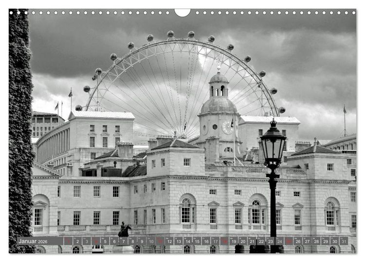 Produktbild: London in Schwarz-Wei&szlig; (Wandkalender 2026 DIN A3 quer), CALVENDO Monatskalender