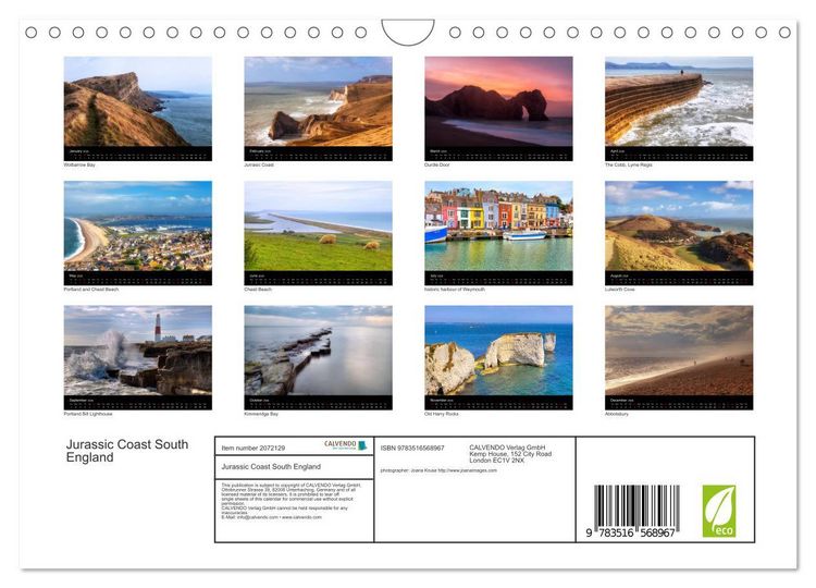 Produktbild: Jurassic Coast South England (Wall Calendar 2026 DIN A4 landscape), CALVENDO 12 Month Wall Calendar