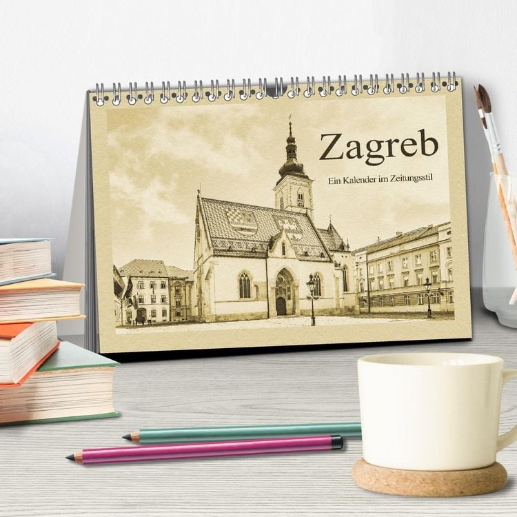 Produktbild: Zagreb &ndash; Ein Kalender im Zeitungsstil (Tischkalender 2026 DIN A5 quer), CALVENDO Monatskalender