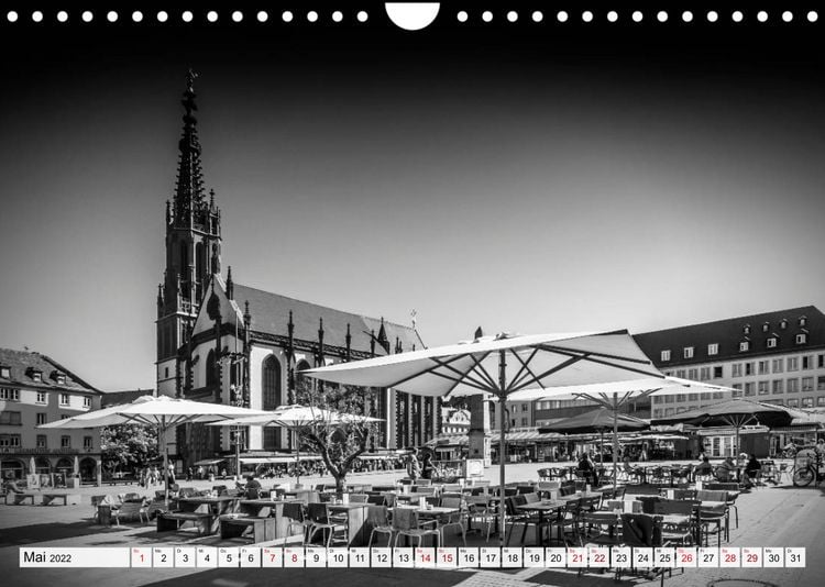 Produktbild: W&Uuml;RZBURG Monochrome Impressionen (Wandkalender 2022 DIN A4 quer)