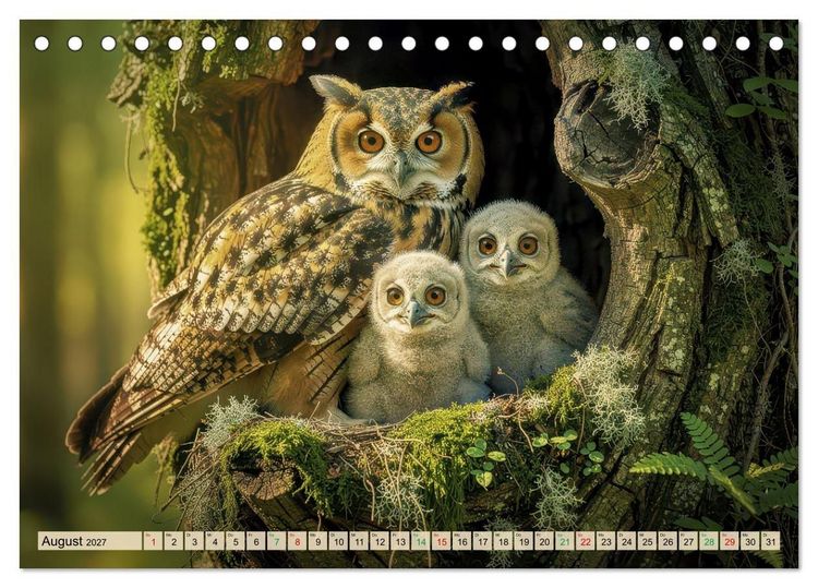Produktbild: Eulen - furchtlos und elegant (Tischkalender 2027 DIN A5 quer), CALVENDO Monatskalender