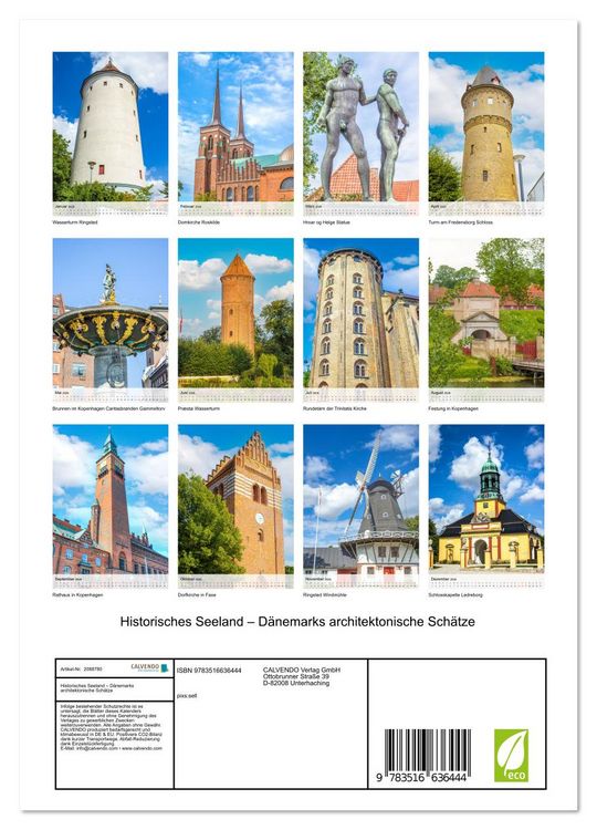 Produktbild: Historisches Seeland &ndash; D&auml;nemarks architektonische Sch&auml;tze (Wandkalender 2026 DIN A4 hoch), CALVENDO Monatskalender