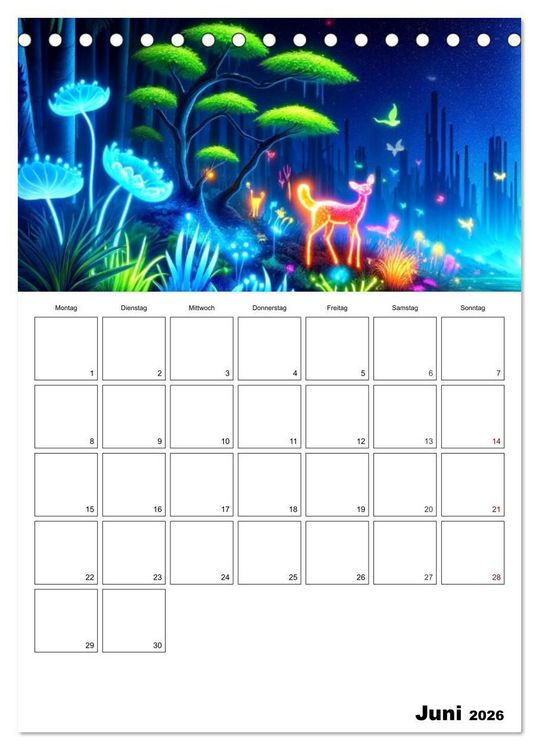Produktbild: Neonlicht Familienplaner (Tischkalender 2026 DIN A5 hoch), CALVENDO Monatskalender