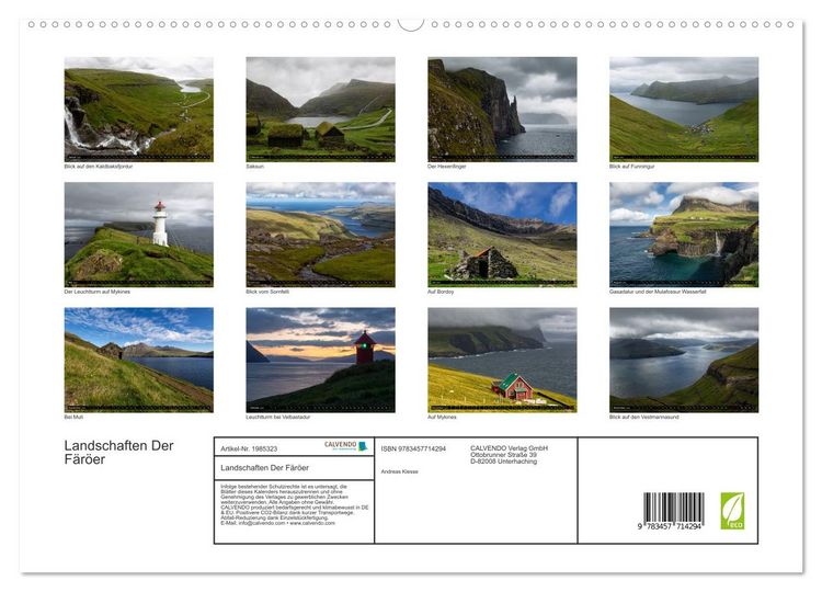 Produktbild: Landschaften Der F&auml;r&ouml;er (hochwertiger Premium Wandkalender 2026 DIN A2 quer), Kunstdruck in Hochglanz