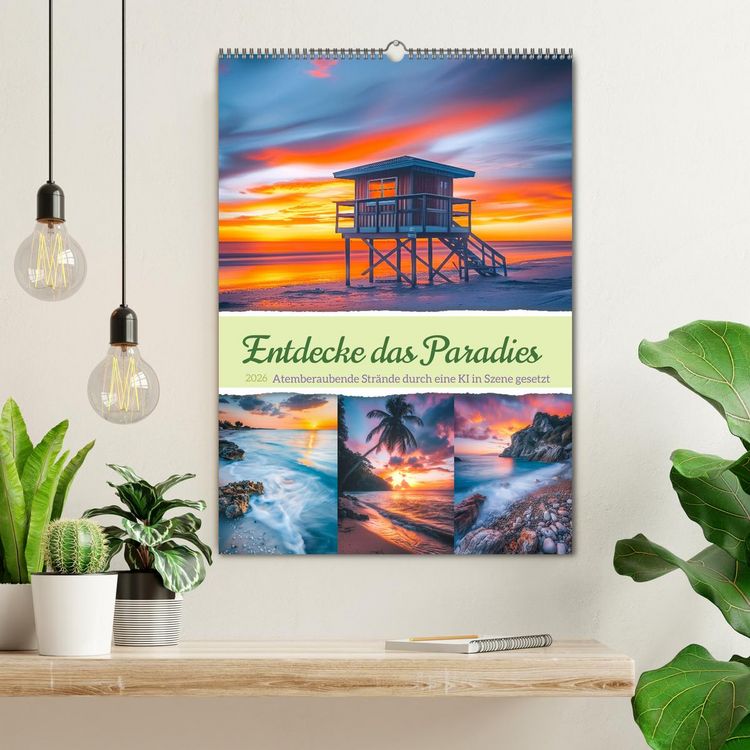 Produktbild: Entdecke das Paradies - Atemberaubende Str&auml;nde durch eine KI in Szene gesetzt (Wandkalender 2026 DIN A2 hoch), CALVENDO Monatskalender