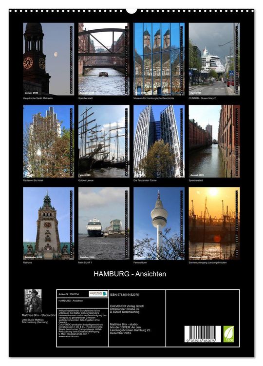 Produktbild: HAMBURG - Ansichten (hochwertiger Premium Wandkalender 2026 DIN A2 hoch), Kunstdruck in Hochglanz