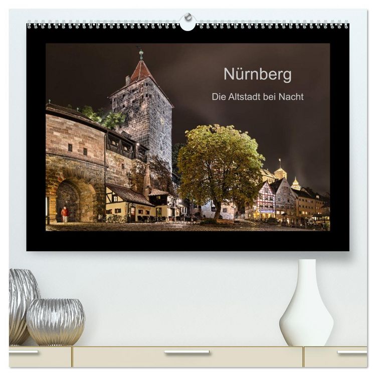Produktbild: N&uuml;rnberg - Die Altstadt bei Nacht (hochwertiger Premium Wandkalender 2026 DIN A2 quer), Kunstdruck in Hochglanz