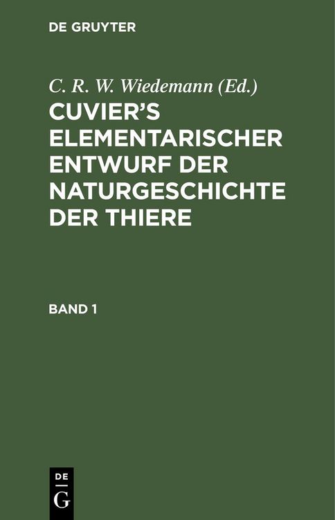 Produktbild: Cuvier's Elementarischer Entwurf der Naturgeschichte der Thiere. Band 1