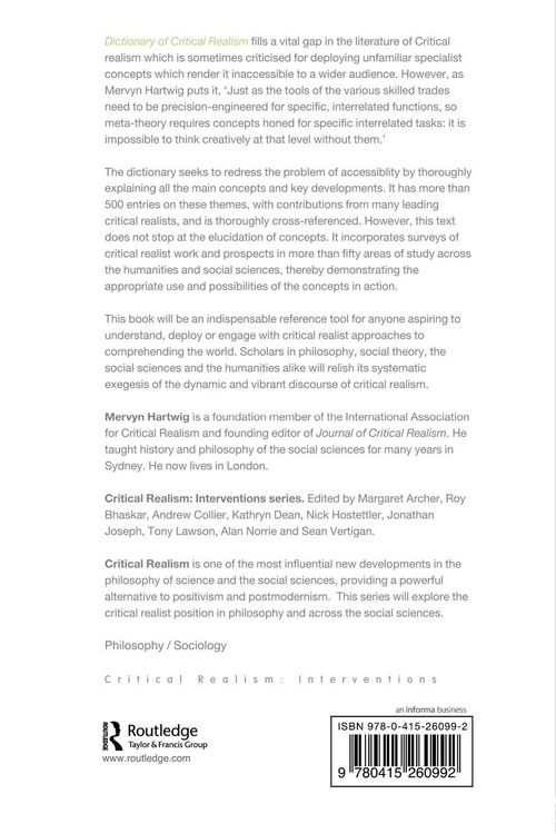 Produktbild: Dictionary of Critical Realism