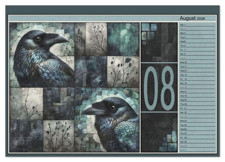 Produktbild: Crows. Shades of the Unseen. Art. (High Quality Premium Wall Calendar 2026 DIN A2 landscape),CALVENDO 12 Month Wall Calendar