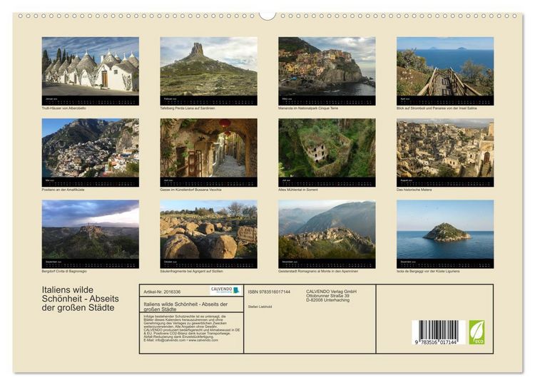 Produktbild: Italiens wilde Sch&ouml;nheit - Abseits der gro&szlig;en St&auml;dte (hochwertiger Premium Wandkalender 2026 DIN A2 quer), Kunstdruck in Hochglanz