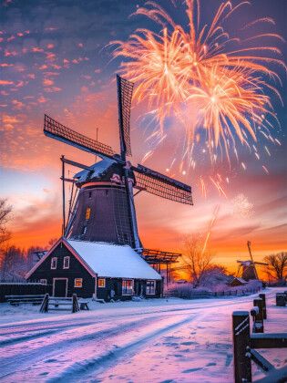 Produktbild: CALVENDO Puzzle Windm&uuml;hlen im Fl&uuml;geltanz, wie ein M&auml;rchen aus vergang'ner Zeit | 1000 Teile Lege-Gr&ouml;&szlig;e 64x48cm Foto-Puzzle f&uuml;r gl&uuml;ckliche Stunden