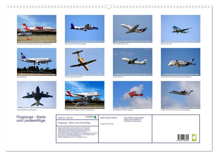 Produktbild: Flugzeuge - Starts und Landeanfl&uuml;ge (Wandkalender 2026 DIN A2 quer), CALVENDO Monatskalender