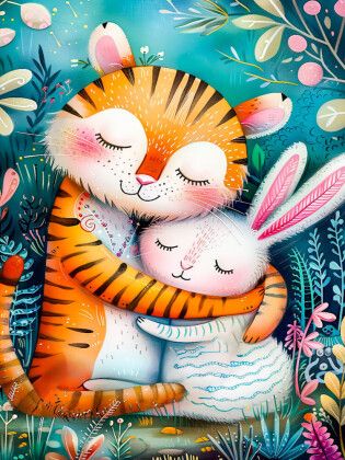 Produktbild: CALVENDO Puzzle Freundschaft - Tiger und Hase | 1000 Teile Lege-Gr&ouml;&szlig;e 64x48cm Foto-Puzzle f&uuml;r gl&uuml;ckliche Stunden