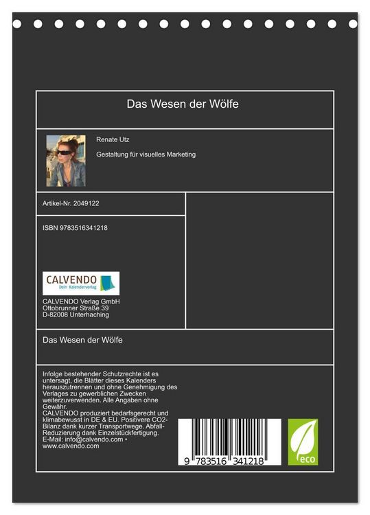 Produktbild: Das Wesen der W&ouml;lfe (Tischkalender 2026 DIN A5 hoch), CALVENDO Monatskalender
