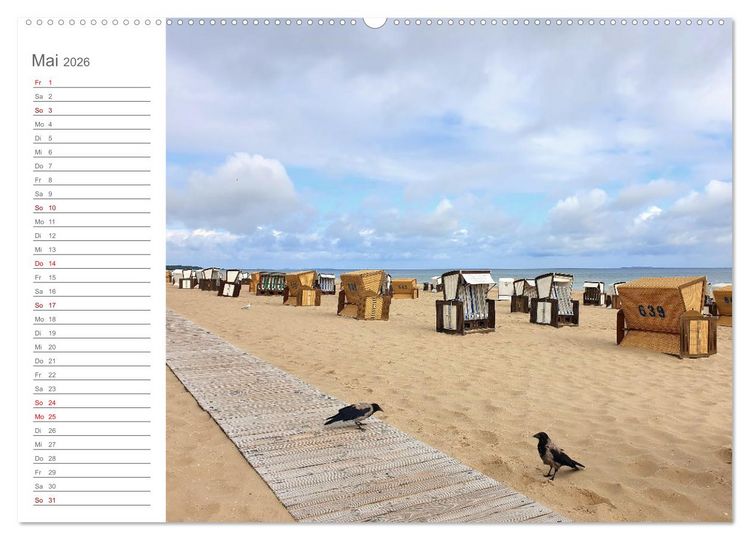 Produktbild: Fehmarn, R&uuml;gen und Usedom - Impressionen von den drei gro&szlig;en Ostseeinseln (Wandkalender 2026 DIN A2 quer), CALVENDO Monatskalender