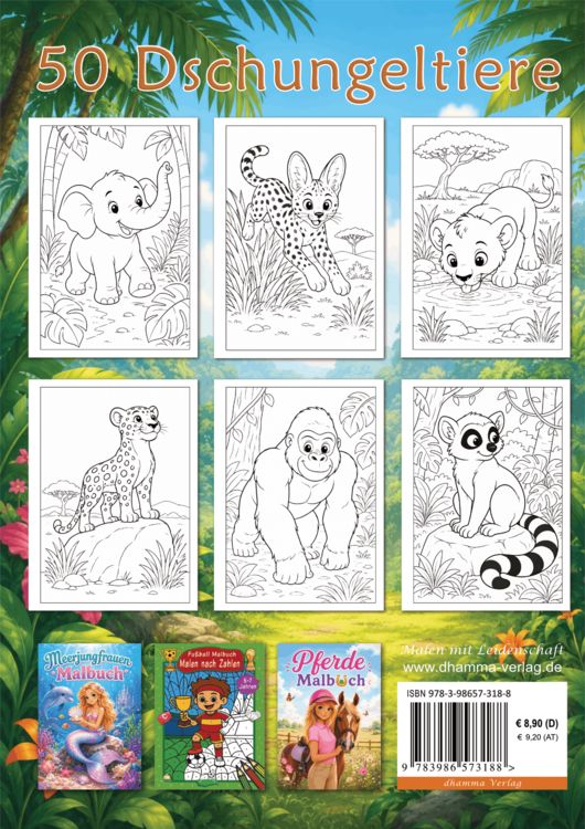 Produktbild: Dschungeltiere Malbuch f&uuml;r Kinder von 5&ndash;7 Jahren mit 50 sch&ouml;nen Ausmalbildern
