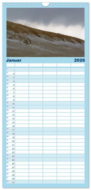 Produktbild: Familienplaner 2026 - Strandwanderungen auf Texel mit 5 Spalten (Wandkalender, 21 x 45 cm) CALVENDO