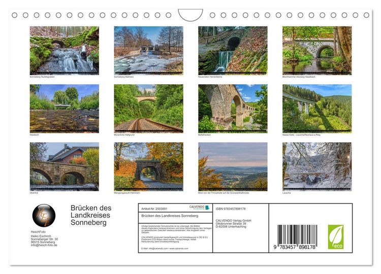 Produktbild: Br&uuml;cken des Landkreises Sonneberg (Wandkalender 2026 DIN A4 quer), CALVENDO Monatskalender