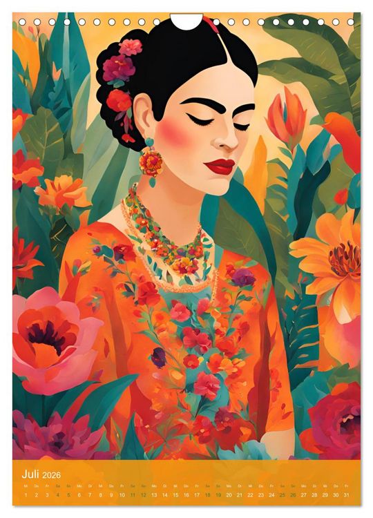 Produktbild: Gefangen in Normen. Frida Kahlo inspiriert. Flor de mi alma (Wandkalender 2026 DIN A4 hoch), CALVENDO Monatskalender