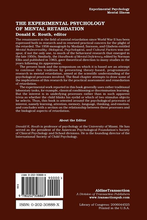 Produktbild: The Experimental Psychology of Mental Retardation