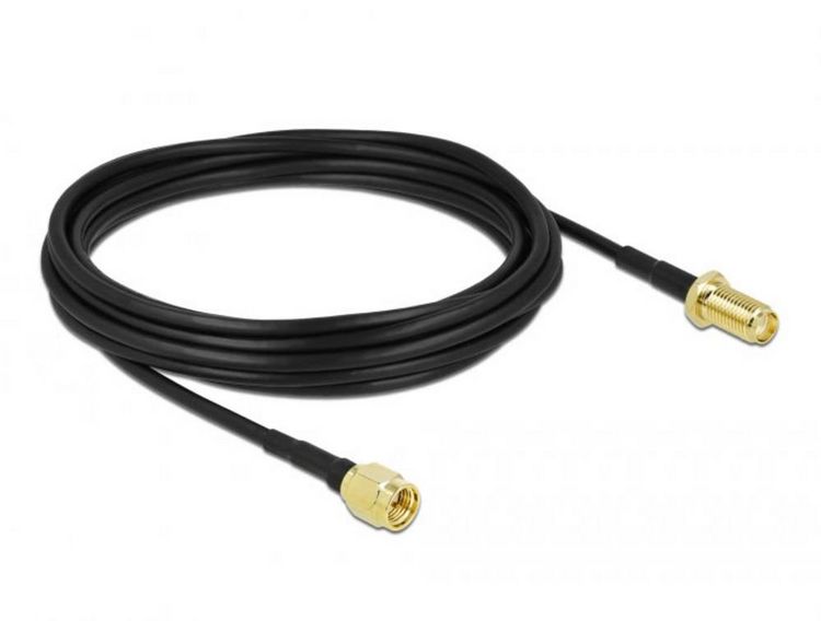 Produktbild: Delock WLAN-Antennen Anschlusskabel [1x SMA-Stecker - 1x SMA-Buchse] 5m Schwarz