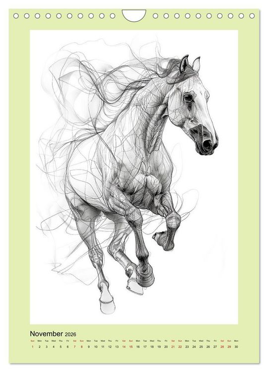 Produktbild: Sketchy Power Horses (Wall Calendar 2026 DIN A4 portrait), CALVENDO 12 Month Wall Calendar