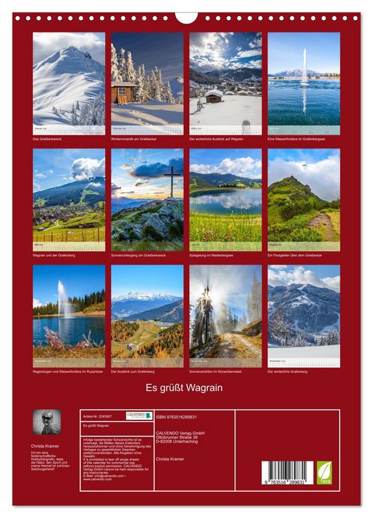 Produktbild: Es gr&uuml;&szlig;t Wagrain (Wandkalender 2026 DIN A3 hoch), CALVENDO Monatskalender