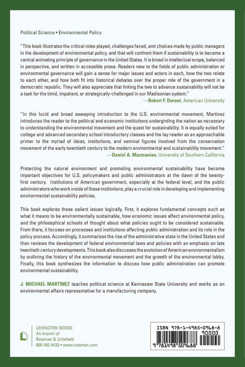 Produktbild: Environmental Sustainability and American Public Administration