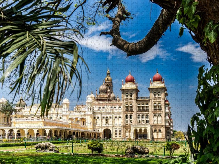 Produktbild: CALVENDO Puzzle Amba Vilas Palast | 1000 Teile Lege-Gr&ouml;&szlig;e 64x48cm Foto-Puzzle f&uuml;r gl&uuml;ckliche Stunden