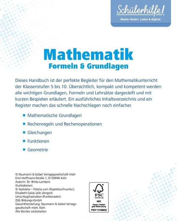 Produktbild: Mathematik Formeln & Grundlagen 5.-10. Klasse