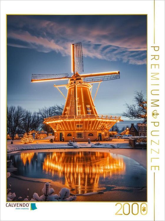 Produktbild: CALVENDO Puzzle Windm&uuml;hlen im Abendlicht, verweben Tr&auml;ume und Geschichten im Gesicht | 2000 Teile Lege-Gr&ouml;&szlig;e 90x67cm Foto-Puzzle f&uuml;r gl&uuml;ckliche Stunde
