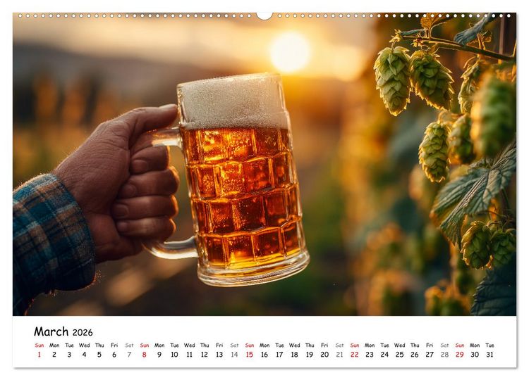 Produktbild: A Year of Beer - Bavarian Brews and Scenic Views (High Quality Premium Wall Calendar 2026 DIN A2 landscape),CALVENDO 12 Month Wall Calendar
