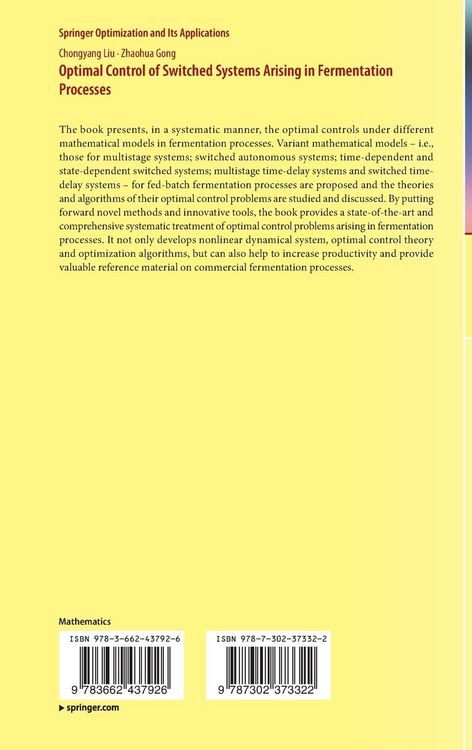 Produktbild: Optimal Control of Switched Systems Arising in Fermentation Processes