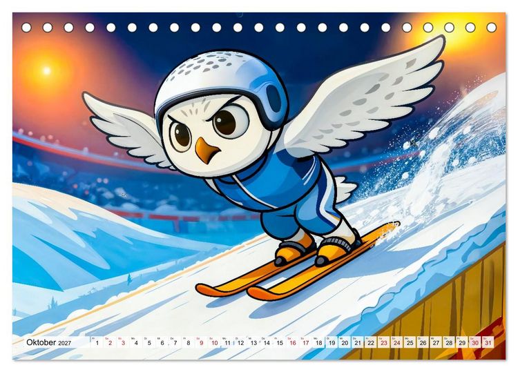 Produktbild: Tierischer Wintersport - Lustige Tiere im Schnee (Tischkalender 2027 DIN A5 quer), CALVENDO Monatskalender