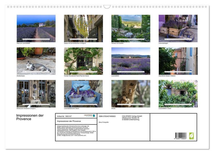 Produktbild: Impressionen der Provence (Wandkalender 2026 DIN A2 quer), CALVENDO Monatskalender