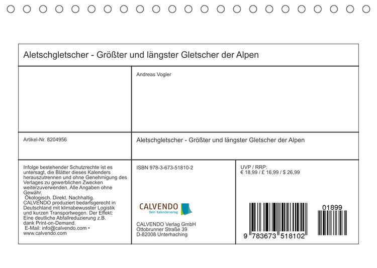 Produktbild: Aletschgletscher - Gr&ouml;&szlig;ter und l&auml;ngster Gletscher der Alpen (Tischkalender 2022 DIN A5 quer)